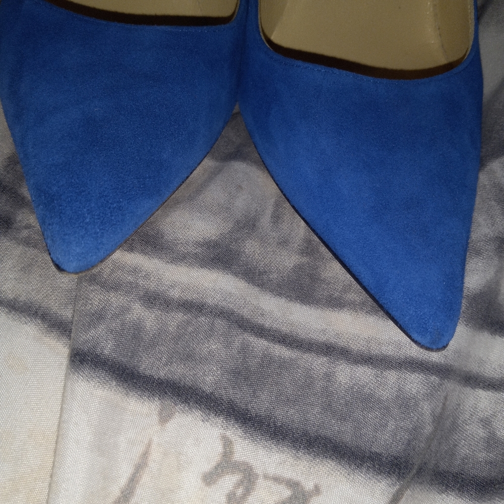 Jimmy CHOO Romy cobalt electric blue suede pumps 100mm Size 6 - Picture 11 of 14
